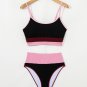 Burgundy Color Block High Waisted Sexy Bikini Set