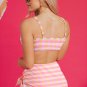 Pink 3pcs Gingham High Waist Bikini and Sarong