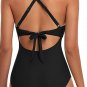 Black 2-tone Crossed Cutout Backless Monokini