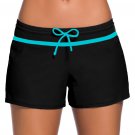 Blue Trim Black Women Swim Boardshort