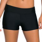 Black Wide Waistband Swimsuit Bottom Shorts