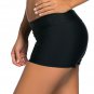 Black Wide Waistband Swimsuit Bottom Shorts