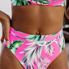 Rose Tropical Print Textured Bikini Bottoms