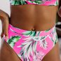 Rose Tropical Print Textured Bikini Bottoms