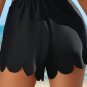 Black Scalloped Trim Beach Shorts
