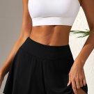 Black Solid Color High Waist Wide Leg Swim Bottom