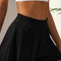 Black Solid Color High Waist Wide Leg Swim Bottom