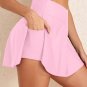 Pink Solid Pocketed Crossover High Waist Swim Skort