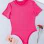 Rose Rhinestone Allover Round Neck Short Sleeve Bodysuit