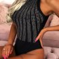 Black High Neck Sleeveless Diamante Bodysuit