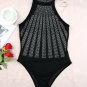 Black High Neck Sleeveless Diamante Bodysuit