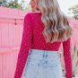 Rose Rhinestone O-neck Long Sleeve Bodysuit