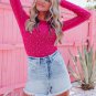 Rose Rhinestone O-neck Long Sleeve Bodysuit
