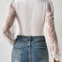 White Frenchy Contrast Lace Bishop Sleeve Bodysuit