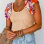 Parchment Ribbed Knit Tiered Ruffled Sleeve Bodysuit