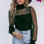 Green Sheer Dotty Long Sleeve Ribbed Velvet Bodysuit