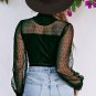 Green Sheer Dotty Long Sleeve Ribbed Velvet Bodysuit