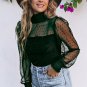 Green Sheer Dotty Long Sleeve Ribbed Velvet Bodysuit