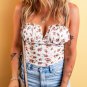 White Floral V Cut Frilled Trim Spaghetti Straps Bodysuit