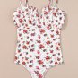 White Floral V Cut Frilled Trim Spaghetti Straps Bodysuit