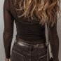Black Mesh Long Sleeve Slim Fit Bodysuit