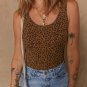 Brown Leopard Printed Sleeveless Scoop Neck Bodysuit