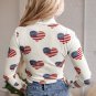 White Americana Glitter Mesh Long Sleeve Bodysuit