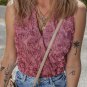 Heather Floral Textured V Neck Wrapped Sleeveless Bodysuit