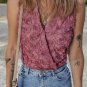 Heather Floral Textured V Neck Wrapped Sleeveless Bodysuit