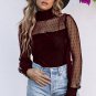 Fiery Red Sheer Dotty Long Sleeve Ribbed Velvet Bodysuit