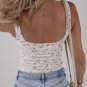 White Floral Textured Square Neck Sleeveless Bodysuit