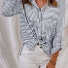 Striped Pocketed Buttons Long Sleeve Shirt