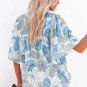 Sky Blue Paisley Print Wide Sleeves Loose Blouse