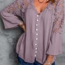 Purple Crochet Lace Button Top
