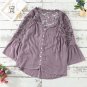 Purple Crochet Lace Button Top