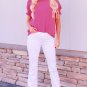 Rose Solid Color Smocked Puff Sleeve Blouse