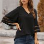 Black Flare Sleeve V Neck Loose Blouse