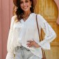 White Rekindle Eyelet Button Down Top