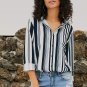 White Navy Striped Modern Women Shirt