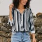 White Navy Striped Modern Women Shirt