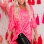Rose Leopard Print Oversized Half Sleeve V Neck Top