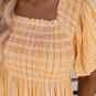 Yellow Striped Print Smocked Flowy Blouse