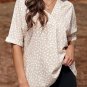 Apricot Animal Print V Neck Rolled Sleeve Tunic Top