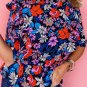 Blue Floral Print Ruffle Peplum Top