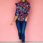 Blue Floral Print Ruffle Peplum Top