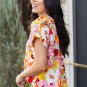 White Boho Floral Print V Neck Short Sleeves Top