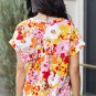 White Boho Floral Print V Neck Short Sleeves Top