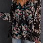 Black Wildflower Print Chiffon Blouse