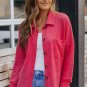 Pink Waffle Knit Button Up Casual Shirt