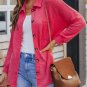 Pink Waffle Knit Button Up Casual Shirt